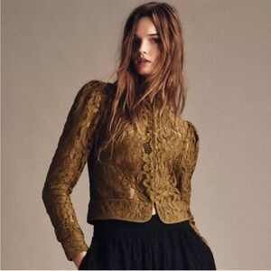 ZARA NWT ZW Collection Lace Jacket w Balloon Sleeves
